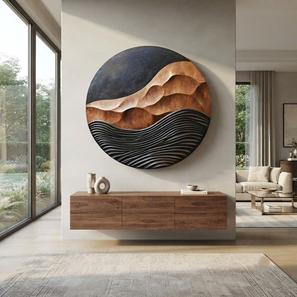 Modular Wall-mounted Organic Wooden Sculpture Handcrafted Wooden Wall Art Sculpture For Living Room Furniture Wall Decoration