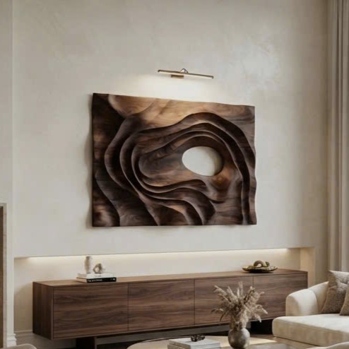Hand Carved Wall Art Farmhouse 3D Wood Wall Art, Minimalist Organic Wall Art Panel For Living Room - Image 3