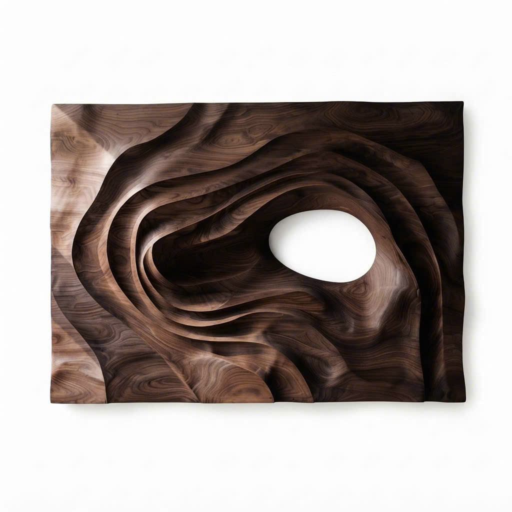 Hand Carved Wall Art Farmhouse 3D Wood Wall Art, Minimalist Organic Wall Art Panel For Living Room - Image 7