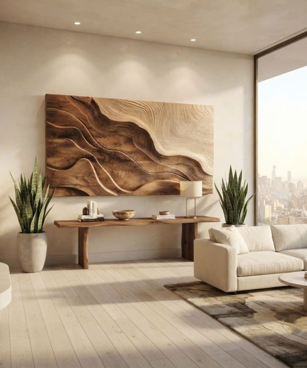 Mid Century Large Sculpture Wall For Entryway Inspiration. Handcrafted Solid Wood 3D Sculpture Wall Art For Home Living Room