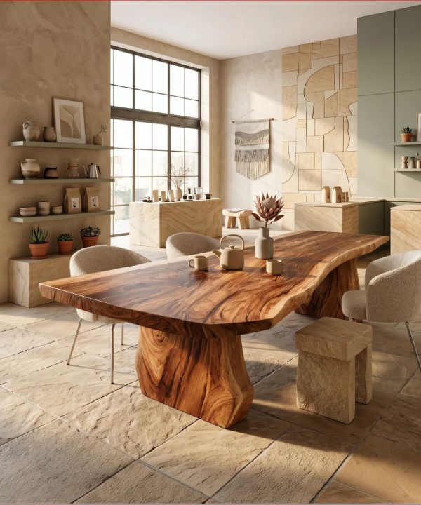 Alternative view of Wabi Sabi Handcrafted Dining Table For Dining Room|Contemporary Dining Table For Spacious Open-Plan Living Areas