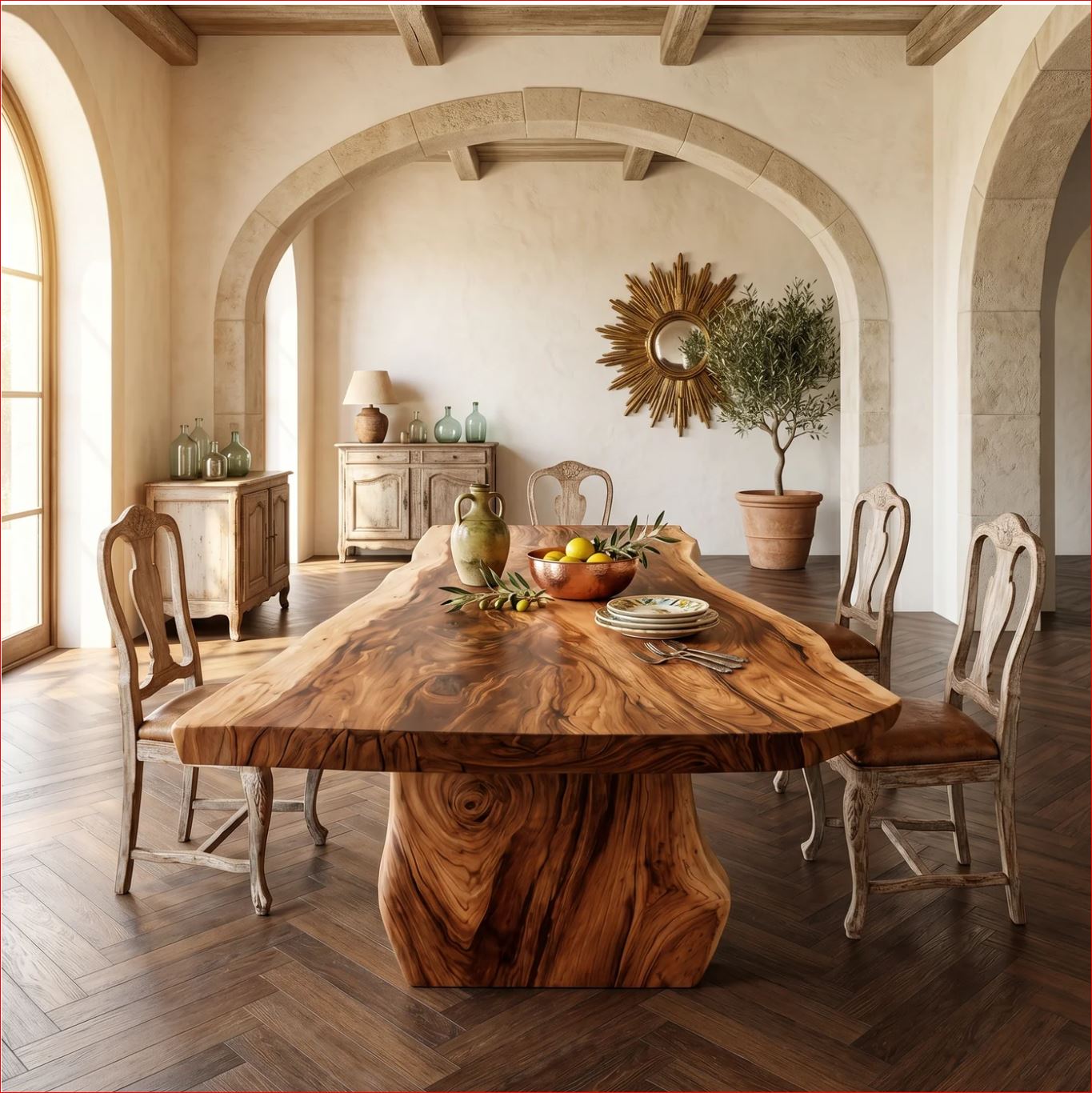 Wabi Sabi Handcrafted Dining Table For Dining Room|Contemporary Dining Table For Spacious Open-Plan Living Areas - Image 6