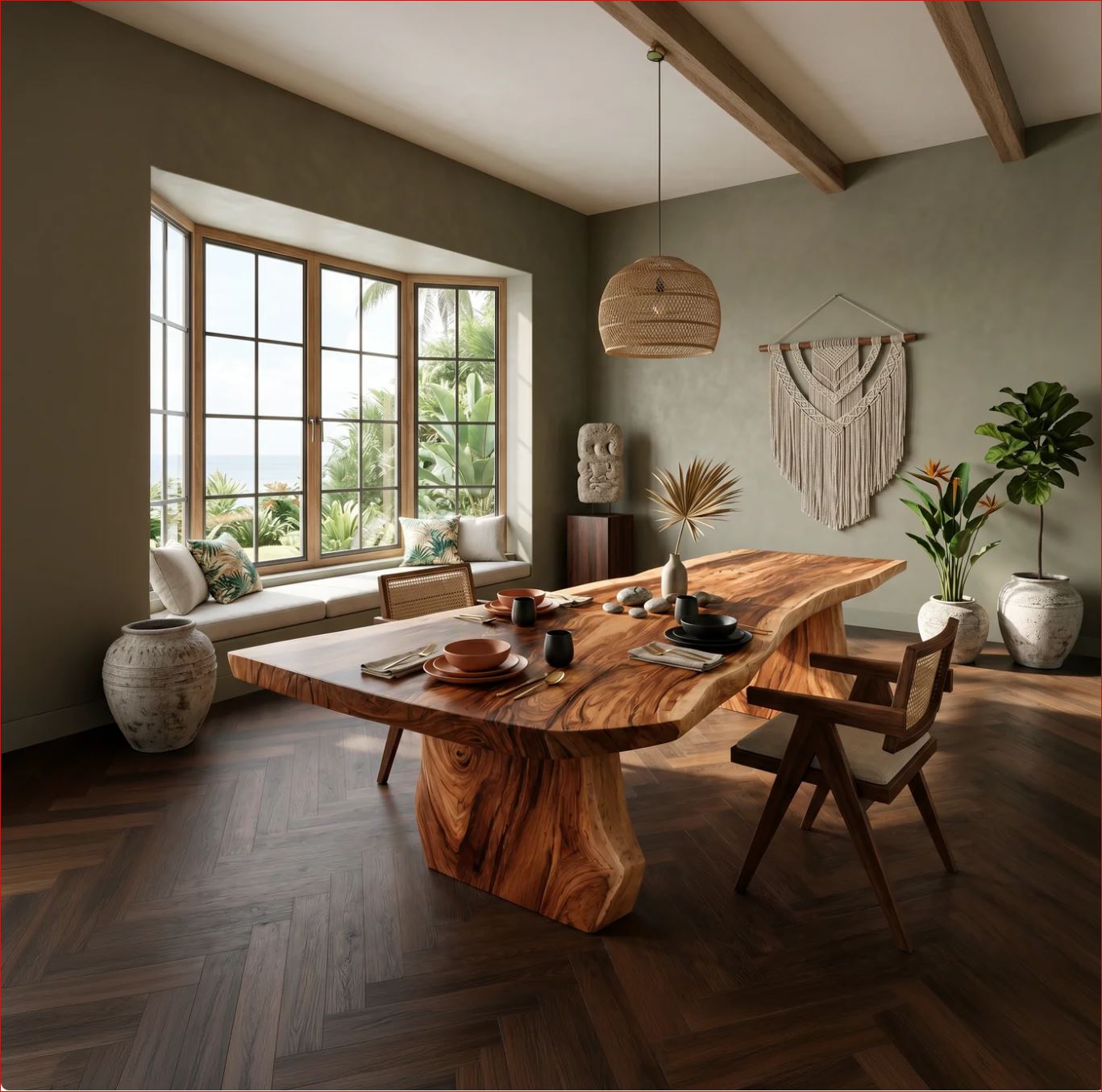 Wabi Sabi Handcrafted Dining Table For Dining Room|Contemporary Dining Table For Spacious Open-Plan Living Areas - Image 7