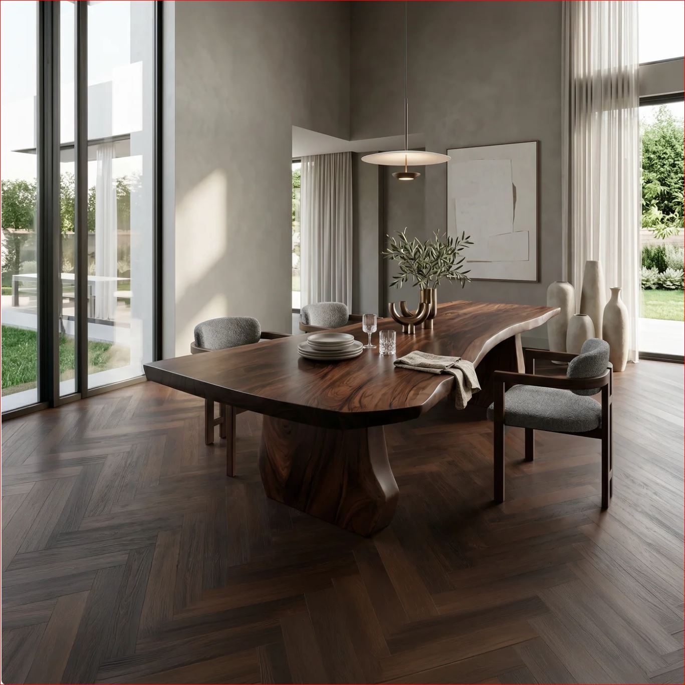 Wabi Sabi Handcrafted Dining Table For Dining Room|Contemporary Dining Table For Spacious Open-Plan Living Areas - Image 3