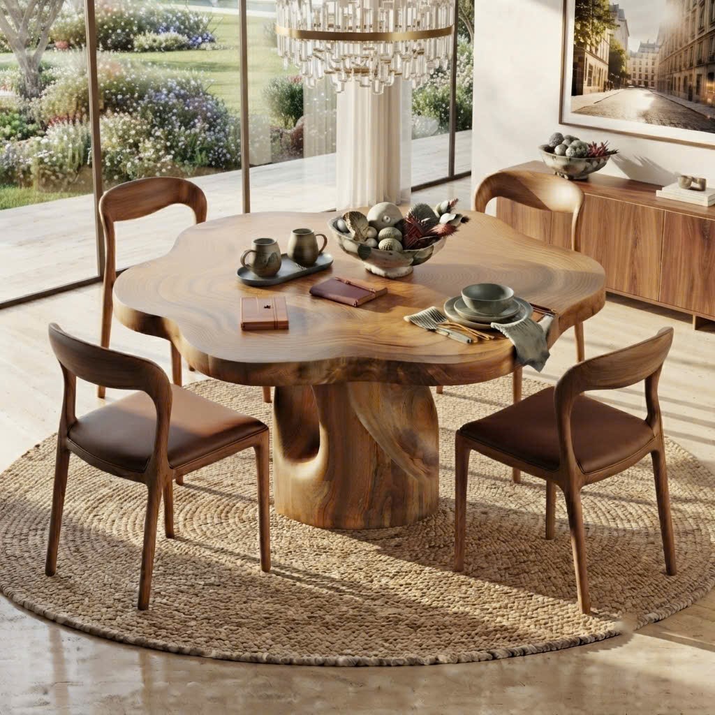 Luxurious and uniquely crafted wooden dining table ( chairs not included) designed to create a warm and inviting atmosphere. - Image 4