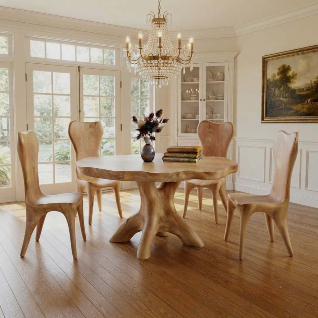 Luxali Wooden Luxurious and uniquely crafted wooden dining table ( chairs not included) designed to create a warm and inviting atmosphere. - Image 4