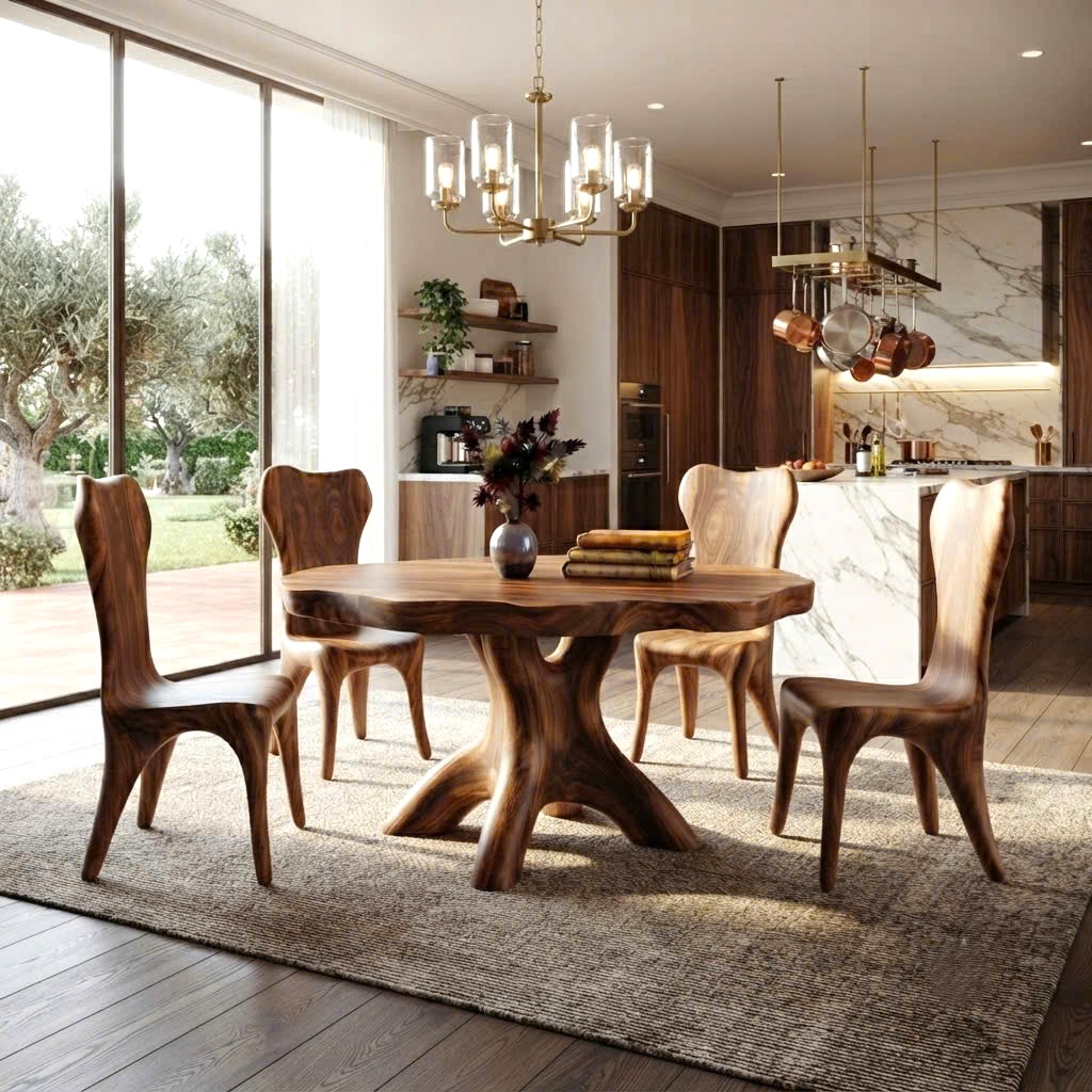 Luxali Wooden Luxurious and uniquely crafted wooden dining table ( chairs not included) designed to create a warm and inviting atmosphere.
