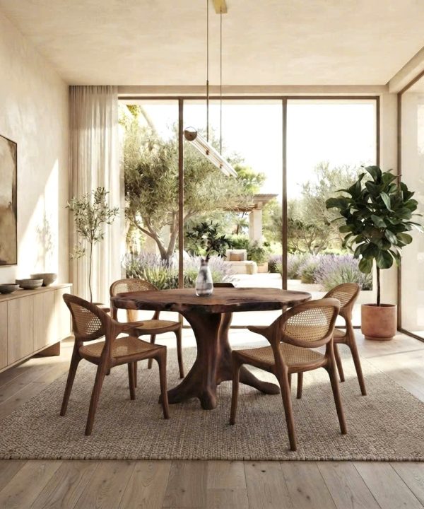 Alternative view of Luxali Wooden Luxurious and uniquely crafted wooden dining table ( chairs not included) designed to create a warm and inviting atmosphere.