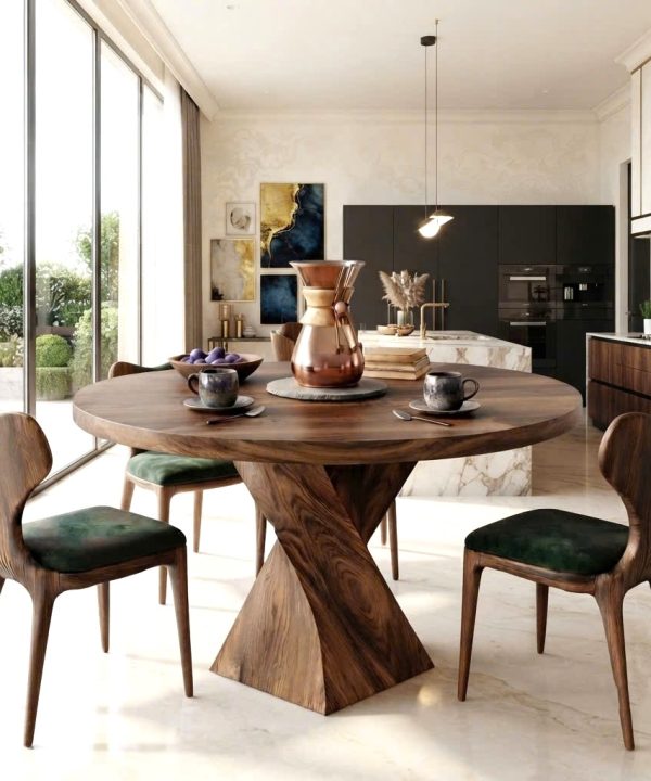 Luxali Wooden Luxurious and uniquely crafted wooden dining table ( chairs not included) designed to create a warm and inviting atmosphere.