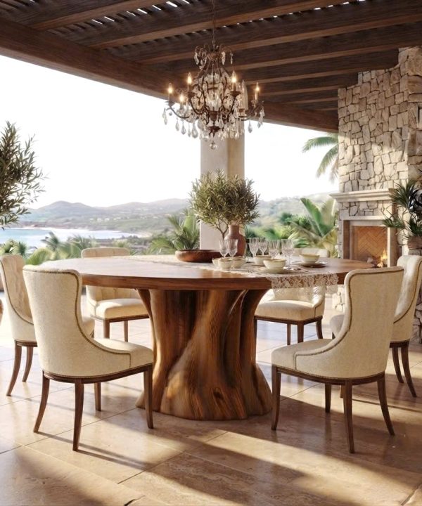 Alternative view of Luxali Wooden Luxurious and uniquely crafted wooden dining table ( chairs not included) designed to create a warm and inviting atmosphere.