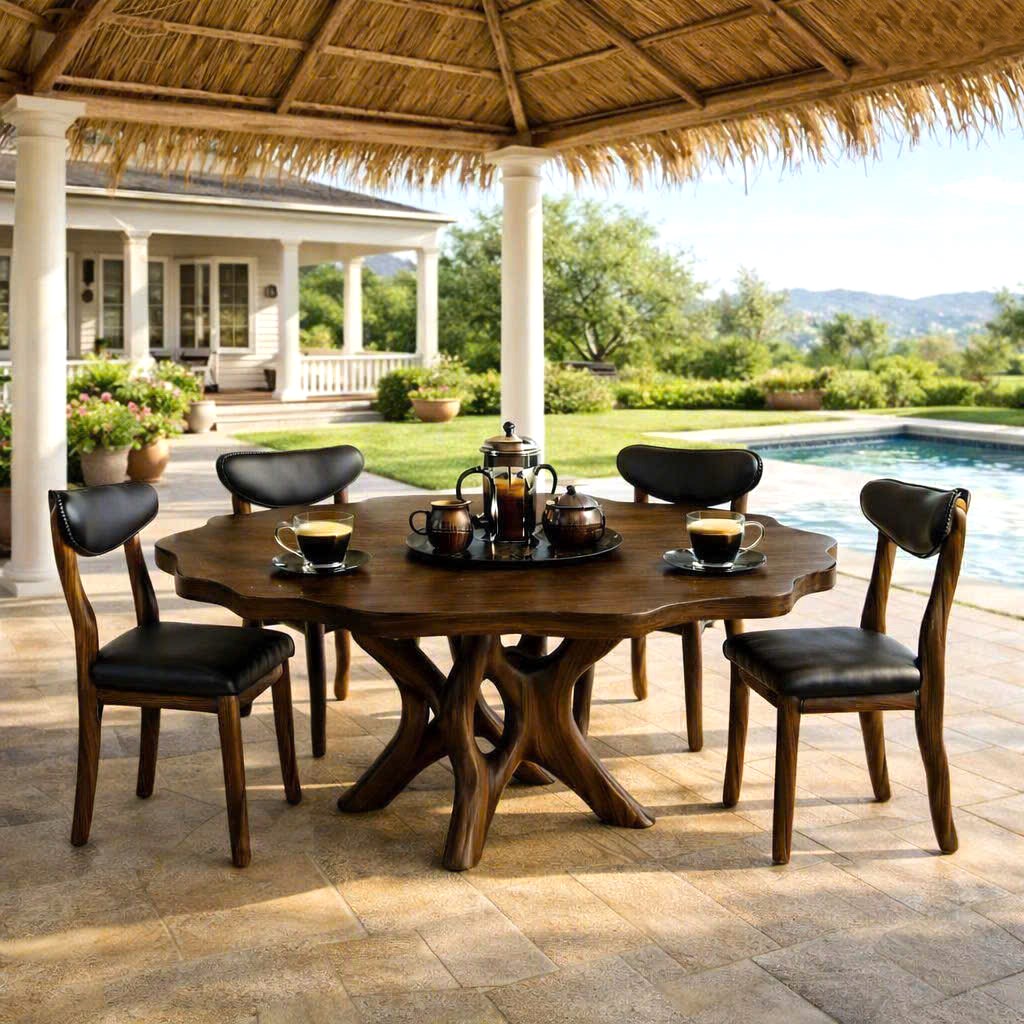 Luxali Wooden Luxurious and uniquely crafted wooden dining table ( chairs not included) designed to create a warm and inviting atmosphere. - Image 5