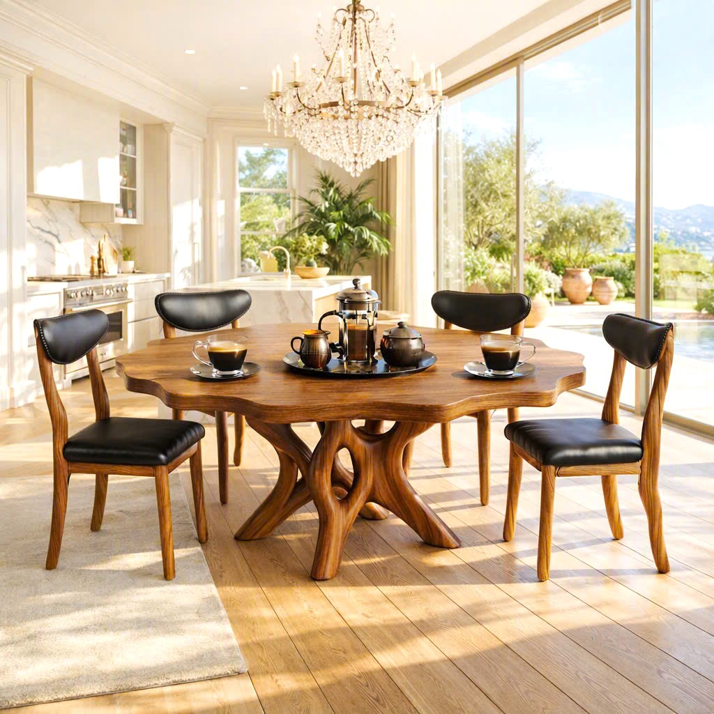 Luxali Wooden Luxurious and uniquely crafted wooden dining table ( chairs not included) designed to create a warm and inviting atmosphere. - Image 7