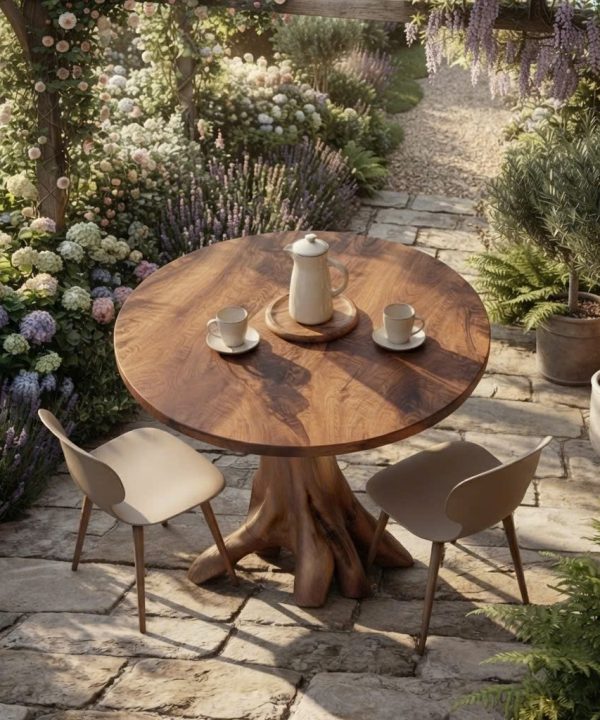 Alternative view of Luxali Wooden Luxurious and uniquely crafted wooden dining table ( chairs not included) designed to create a warm and inviting atmosphere.
