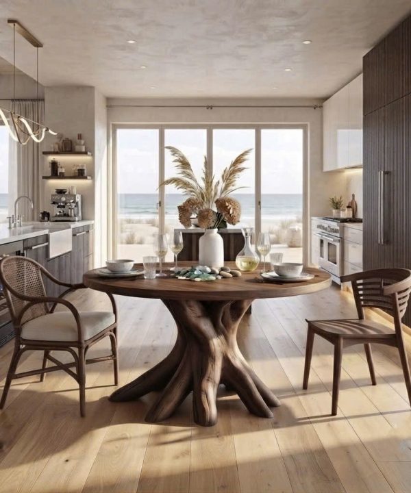 Alternative view of Luxali Wooden Luxurious and uniquely crafted wooden dining table ( chairs not included) designed to create a warm and inviting atmosphere.