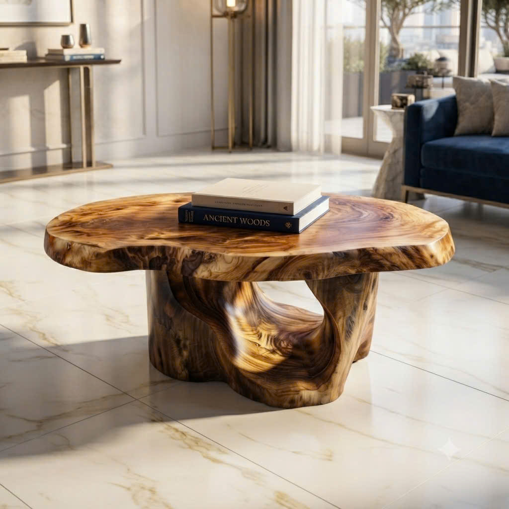 Luxali Wooden Modern Solid Wood Coffee Table Living Room Handmade Natural Eco-Friendly Durable Easy Clean Antique Decor Home Furniture - Image 3