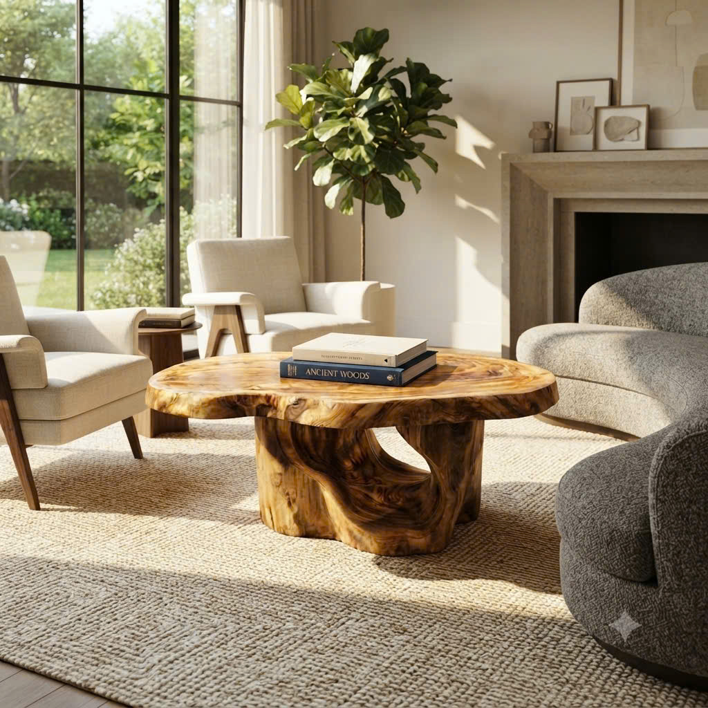 Luxali Wooden Modern Solid Wood Coffee Table Living Room Handmade Natural Eco-Friendly Durable Easy Clean Antique Decor Home Furniture - Image 4