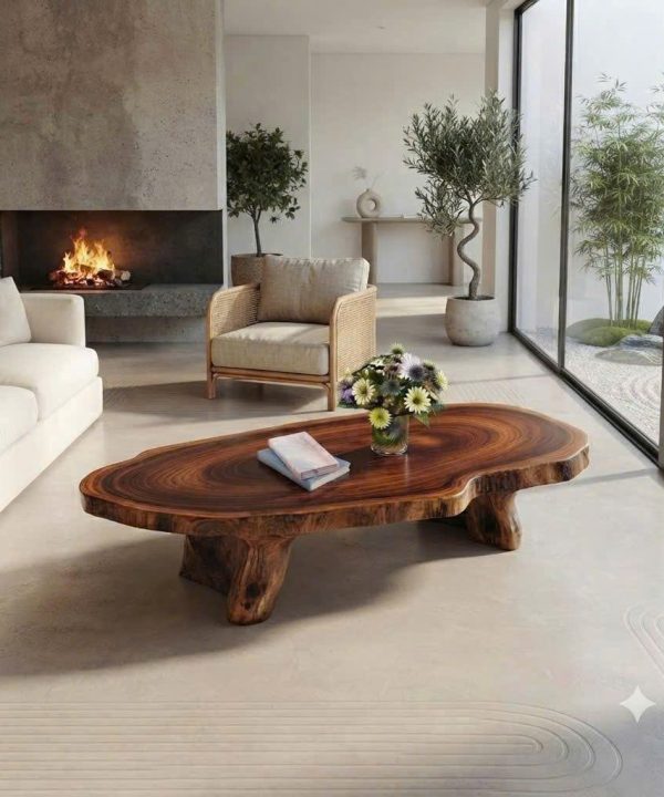 Luxali Modern Solid Wood Coffee Table Living Room Handmade Natural Eco-Friendly Durable Easy Clean Antique Decor Home Furniture