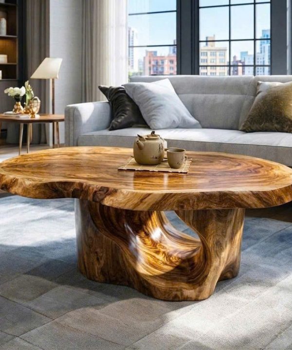 Luxali Wooden Modern Solid Wood Coffee Table Living Room Handmade Natural Eco-Friendly Durable Easy Clean Antique Decor Home Furniture