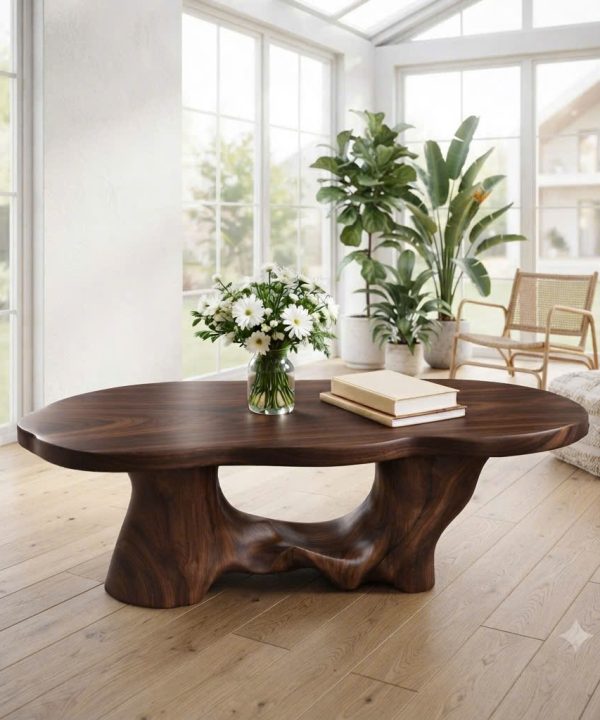 Luxali Modern Solid Wood Coffee Table Living Room Handmade Natural Eco-Friendly Durable Easy Clean Antique Decor Home Furniture