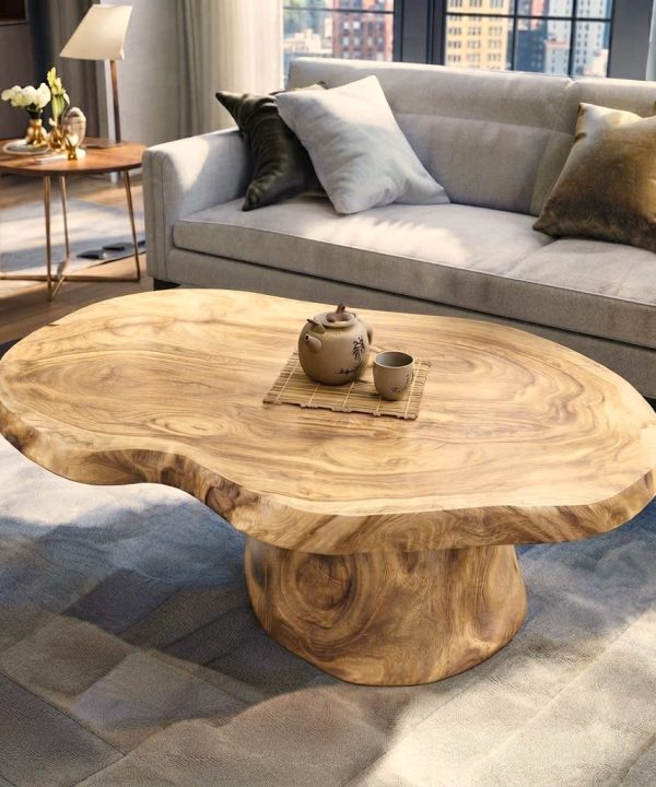 Alternative view of Luxali Wooden Modern Solid Wood Coffee Table Living Room Handmade Natural Eco-Friendly Durable Easy Clean Antique Decor Home Furniture