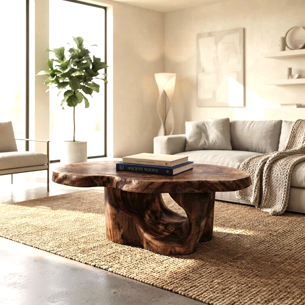 Luxali Wooden Modern Solid Wood Coffee Table Living Room Handmade Natural Eco-Friendly Durable Easy Clean Antique Decor Home Furniture - Image 5