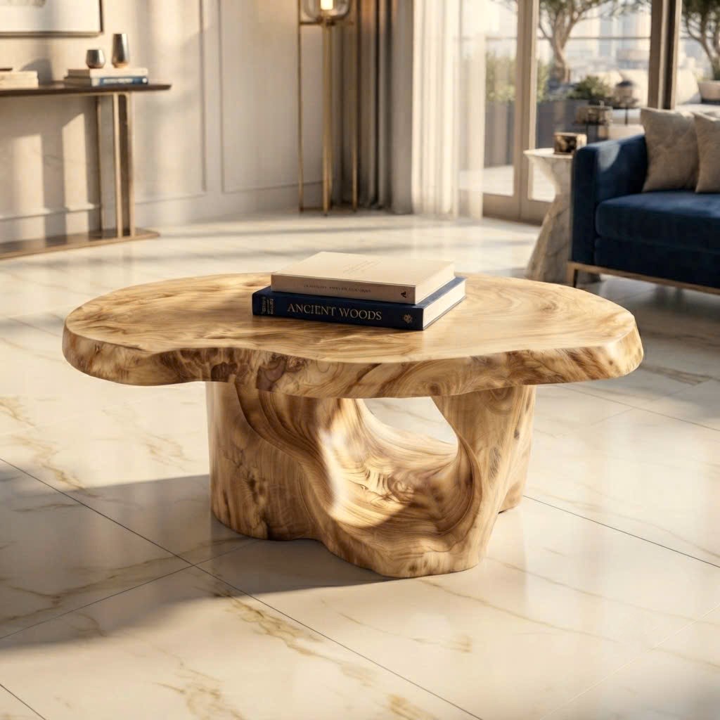 Luxali Wooden Modern Solid Wood Coffee Table Living Room Handmade Natural Eco-Friendly Durable Easy Clean Antique Decor Home Furniture - Image 7