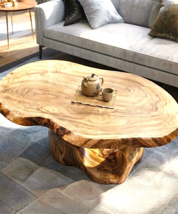 Alternative view of Luxali Wooden Modern Solid Wood Coffee Table Living Room Handmade Natural Eco-Friendly Durable Easy Clean Antique Decor Home Furniture