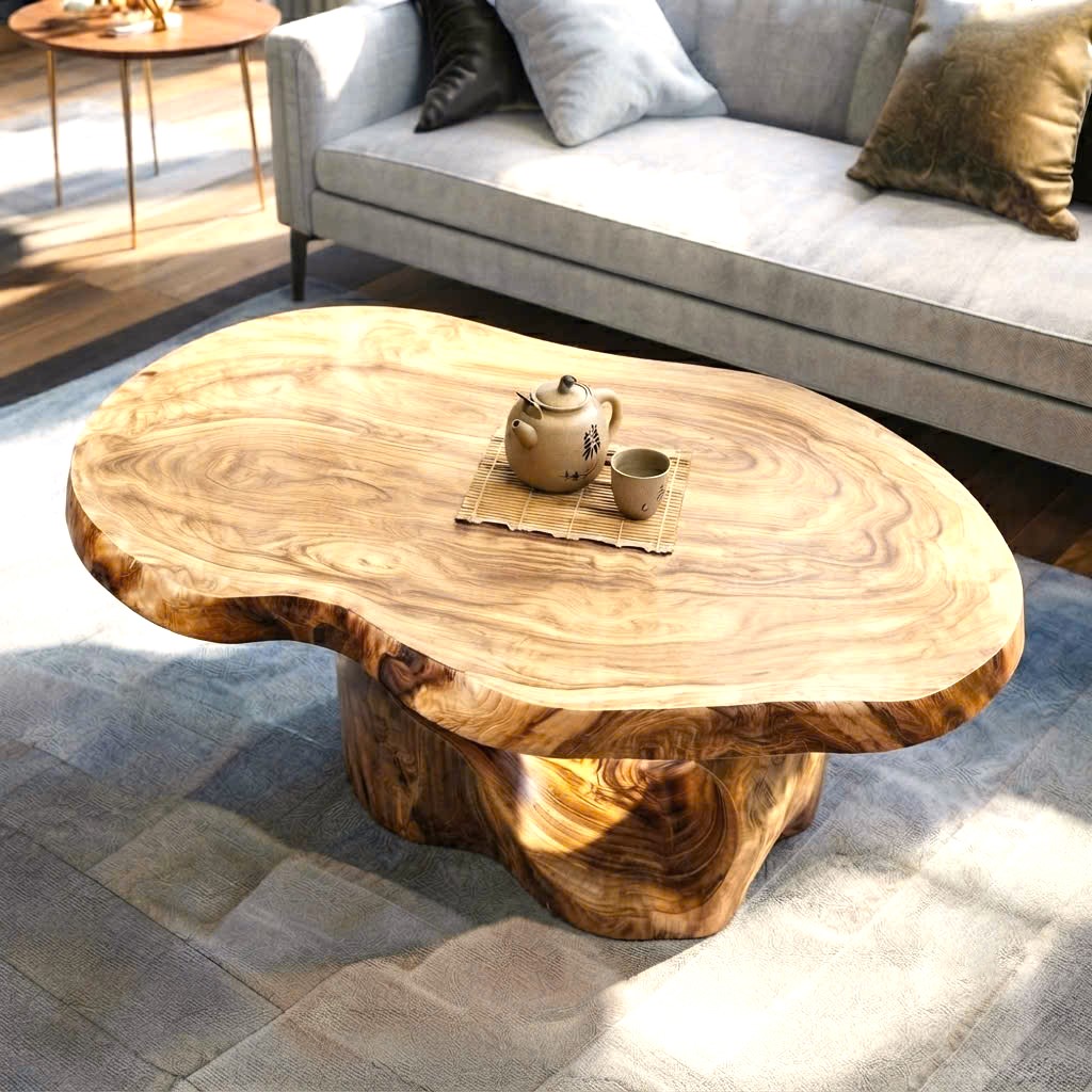 Luxali Wooden Modern Solid Wood Coffee Table Living Room Handmade Natural Eco-Friendly Durable Easy Clean Antique Decor Home Furniture - Image 2