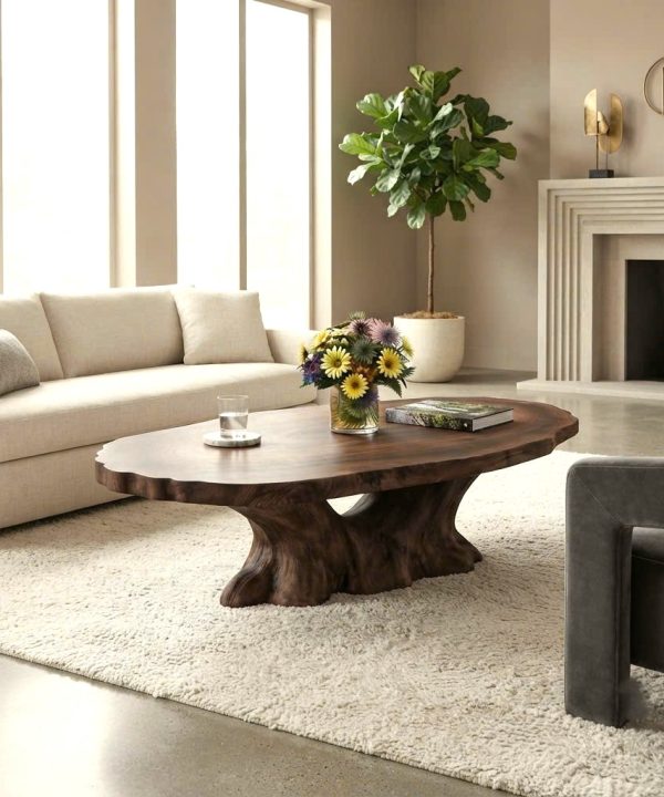Luxali Modern Solid Wood Coffee Table Living Room Handmade Natural Eco-Friendly Durable Easy Clean Antique Decor Home Furniture