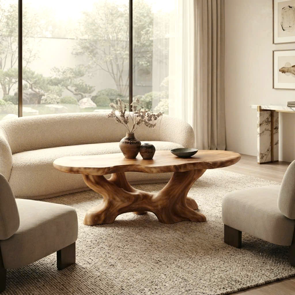 Luxali Modern Solid Wood Coffee Table Living Room Handmade Natural Eco-Friendly Durable Easy Clean Antique Decor Home Furniture - Image 2
