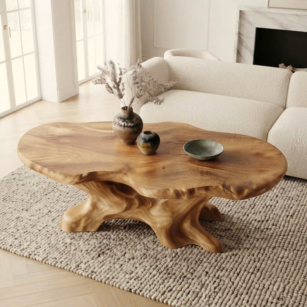 Luxali Modern Solid Wood Coffee Table Living Room Handmade Natural Eco-Friendly Durable Easy Clean Antique Decor Home Furniture - Image 5