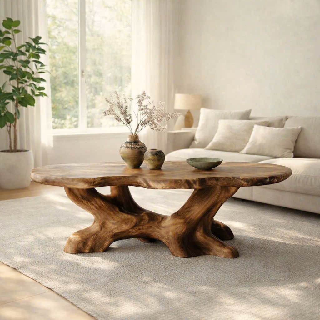 Luxali Modern Solid Wood Coffee Table Living Room Handmade Natural Eco-Friendly Durable Easy Clean Antique Decor Home Furniture - Image 8