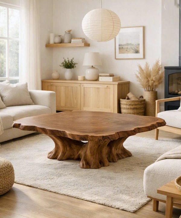 Alternative view of Luxali Wooden Modern Solid Wood Coffee Table Living Room Handmade Natural Eco-Friendly Durable Easy Clean Antique Decor Home Furniture