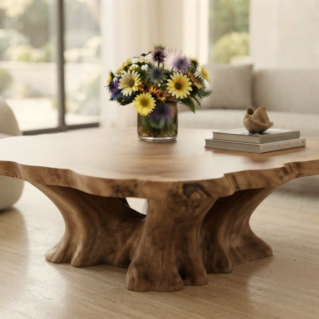 Luxali Wooden Modern Solid Wood Coffee Table Living Room Handmade Natural Eco-Friendly Durable Easy Clean Antique Decor Home Furniture - Image 4