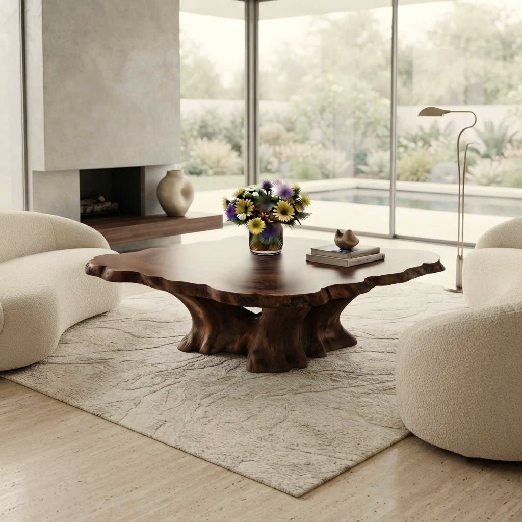 Luxali Wooden Modern Solid Wood Coffee Table Living Room Handmade Natural Eco-Friendly Durable Easy Clean Antique Decor Home Furniture - Image 6