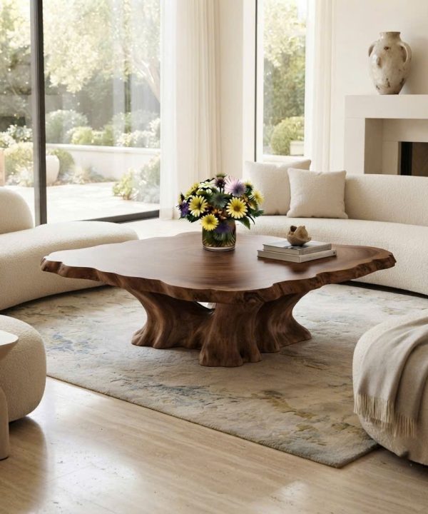 Luxali Wooden Modern Solid Wood Coffee Table Living Room Handmade Natural Eco-Friendly Durable Easy Clean Antique Decor Home Furniture