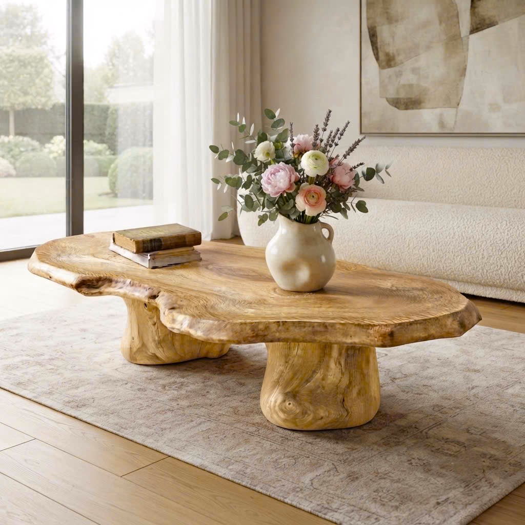 Luxali Modern Solid Wood Coffee Table Living Room Handmade Natural Eco-Friendly Durable Easy Clean Antique Decor Home Furniture - Image 2