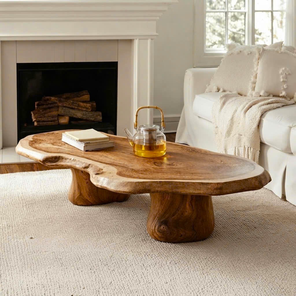 Luxali Modern Solid Wood Coffee Table Living Room Handmade Natural Eco-Friendly Durable Easy Clean Antique Decor Home Furniture
