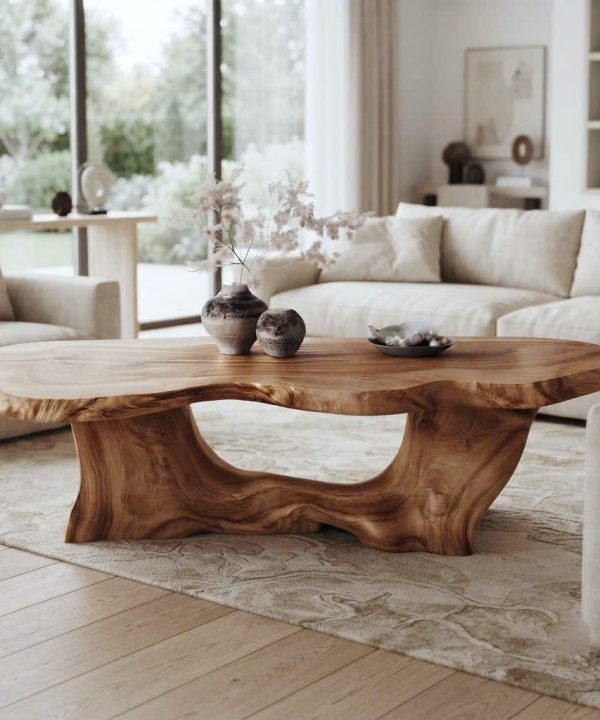Alternative view of Luxali Modern Solid Wood Coffee Table Living Room Handmade Natural Eco-Friendly Durable Easy Clean Antique Decor Home Furniture
