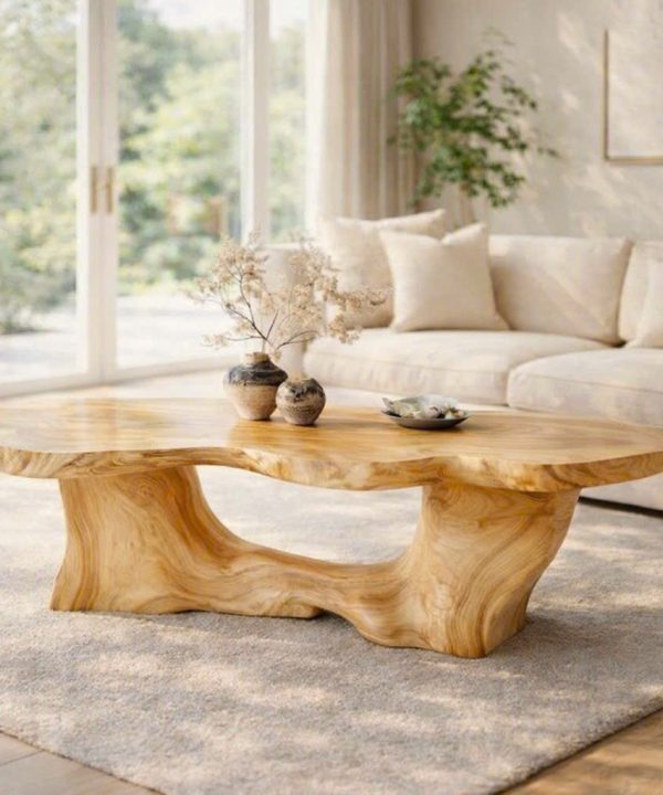 Luxali Modern Solid Wood Coffee Table Living Room Handmade Natural Eco-Friendly Durable Easy Clean Antique Decor Home Furniture