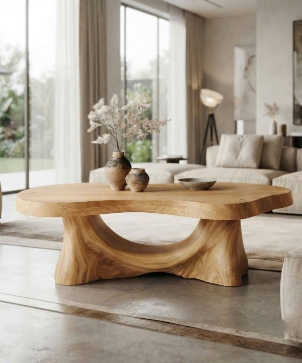 Luxali Modern Solid Wood Coffee Table Living Room Handmade Natural Eco-Friendly Durable Easy Clean Antique Decor Home Furniture
