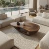 Oval Shape -Solid Wooden Modern Coffee/ Tea Table Sculptural Wood Center Table Handmade Natural Wood Coffee Table