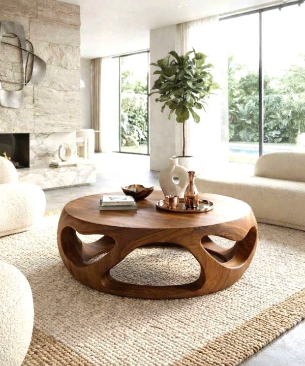 Wholesale Luxali Modern Solid Wood Coffee Table Living Room Handmade Natural Eco-Friendly Durable Decor Unique Design