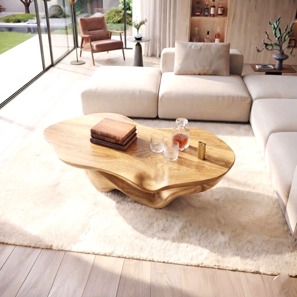 Luxali Modern Solid Wood Coffee Table Living Room Handmade Natural Eco-Friendly Durable Decor Unique Design - Image 4