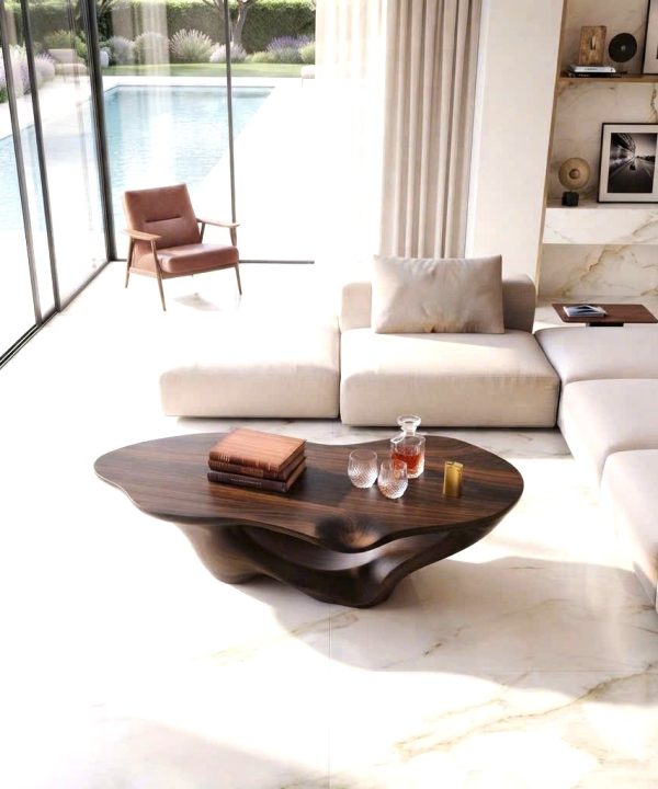 Alternative view of Luxali Modern Solid Wood Coffee Table Living Room Handmade Natural Eco-Friendly Durable Decor Unique Design