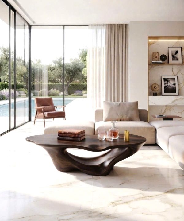 Luxali Modern Solid Wood Coffee Table Living Room Handmade Natural Eco-Friendly Durable Decor Unique Design