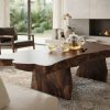 Luxali Eco-Friendly Solid Wood Modern Coffee Table with Sculptural Design for Living Room Home Decor Model C012