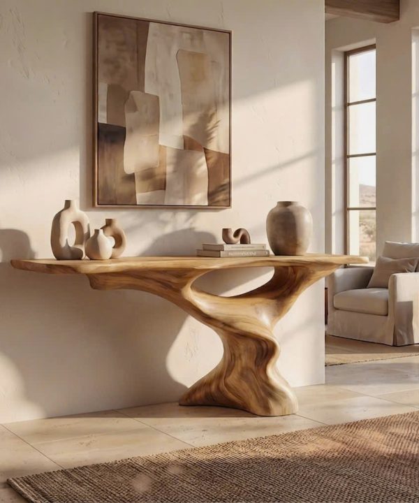 Luxali Wooden Eco-Friendly Apartment Decor Natural Solid Wooden Console Tables With Unique Design wooden furniture Hotel Furniture Designer