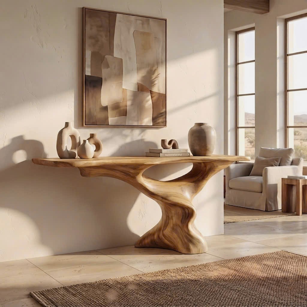 Luxali Wooden Eco-Friendly Apartment Decor Natural Solid Wooden Console Tables With Unique Design wooden furniture Hotel Furniture Designer