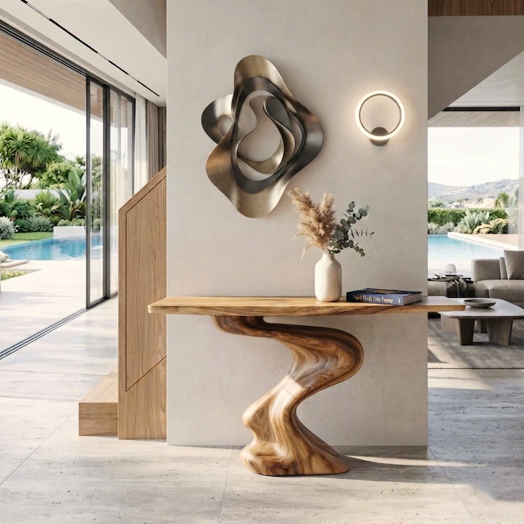 Luxali Wooden Eco-Friendly Apartment Decor Natural Solid Wooden Console Tables With Unique Design wooden furniture Hotel Furniture Designer